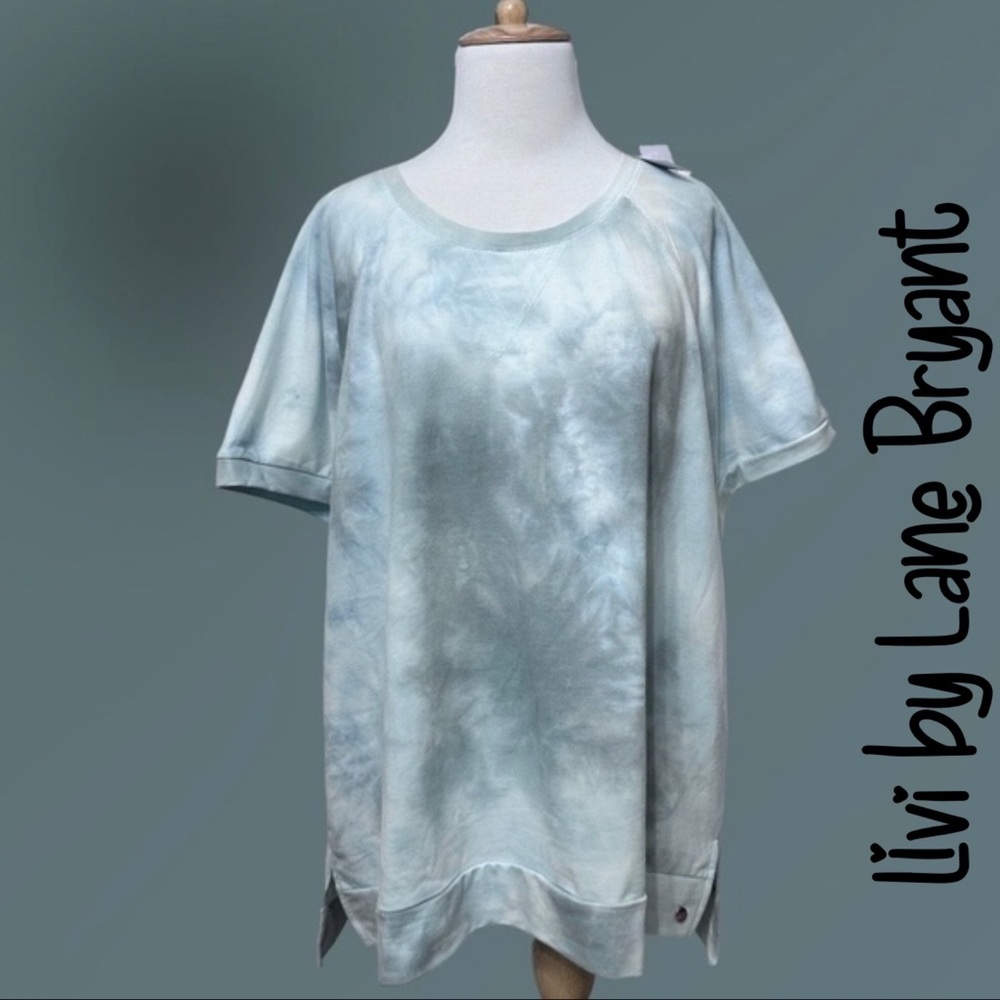 Livi by Lane Bryant Short Sleeve Light Blue Sweatshirt 26/28 NWT